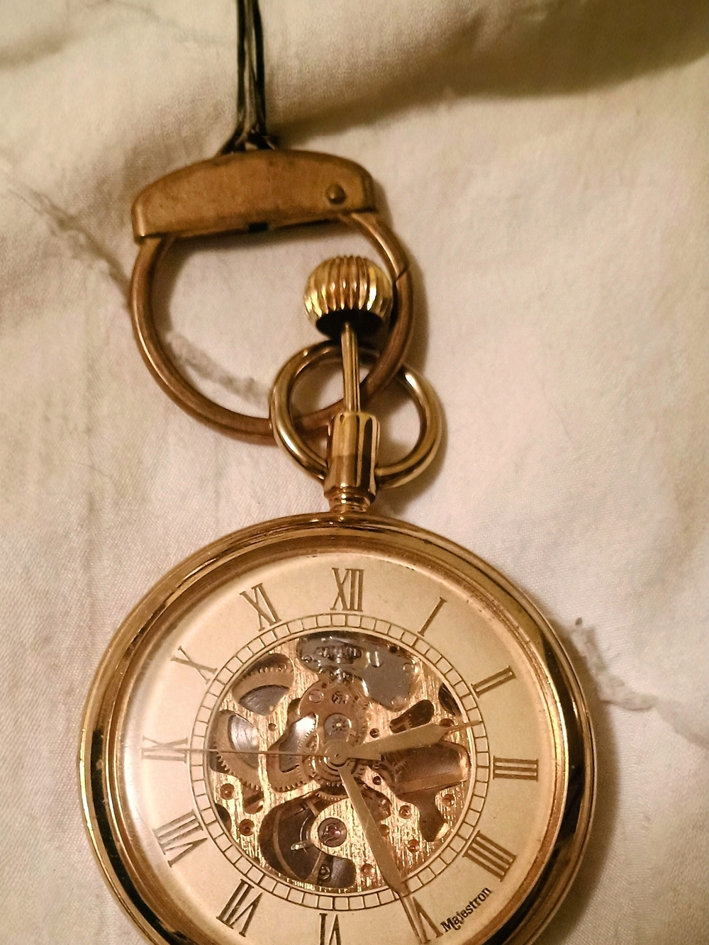 Gold Pocket Watch with Skeleton Dial - Unbranded